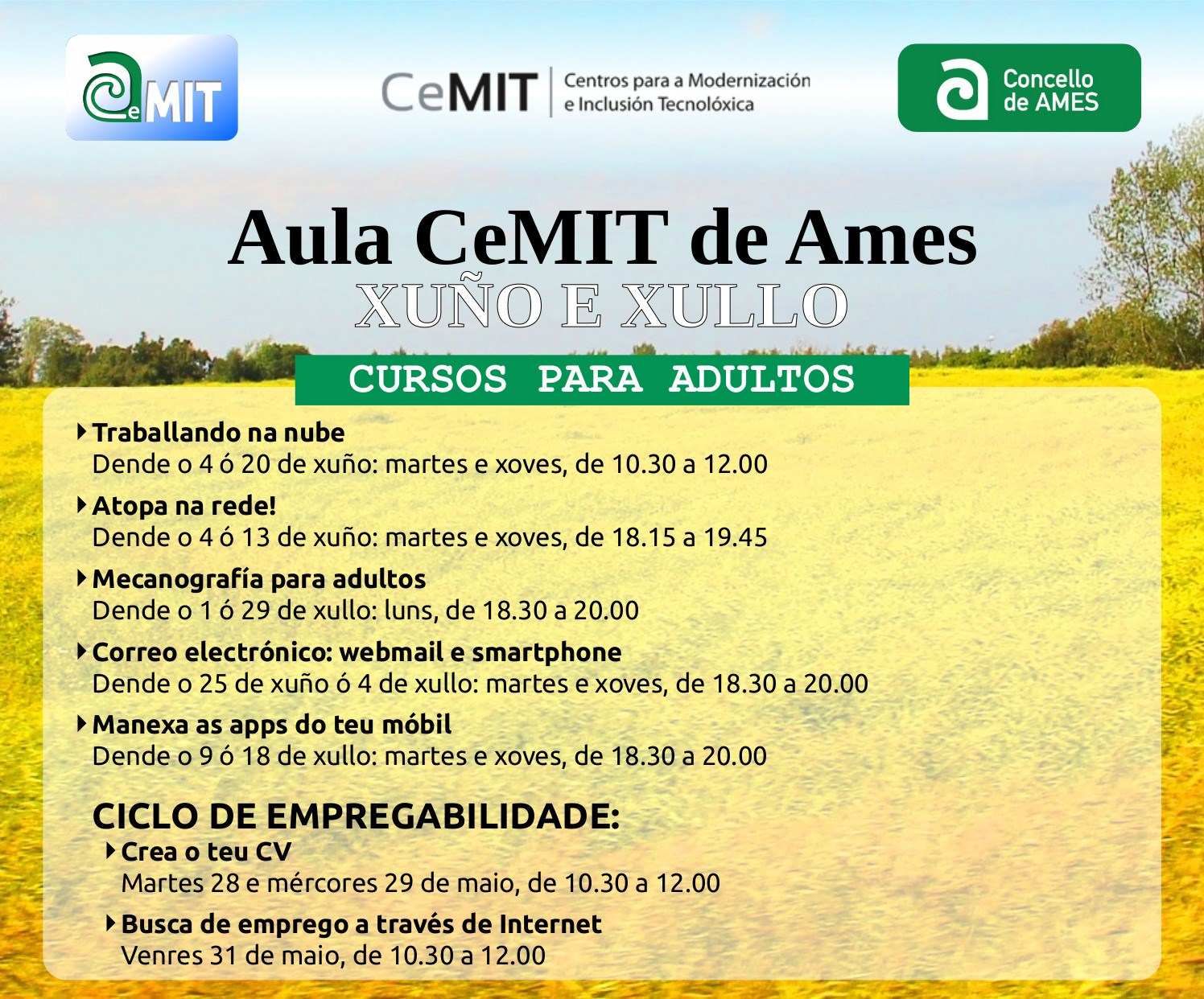 A Aula CeMIT de Ames ofrece unha ampla oferta de actividades para todas as idades durante os meses de xuño e xullo