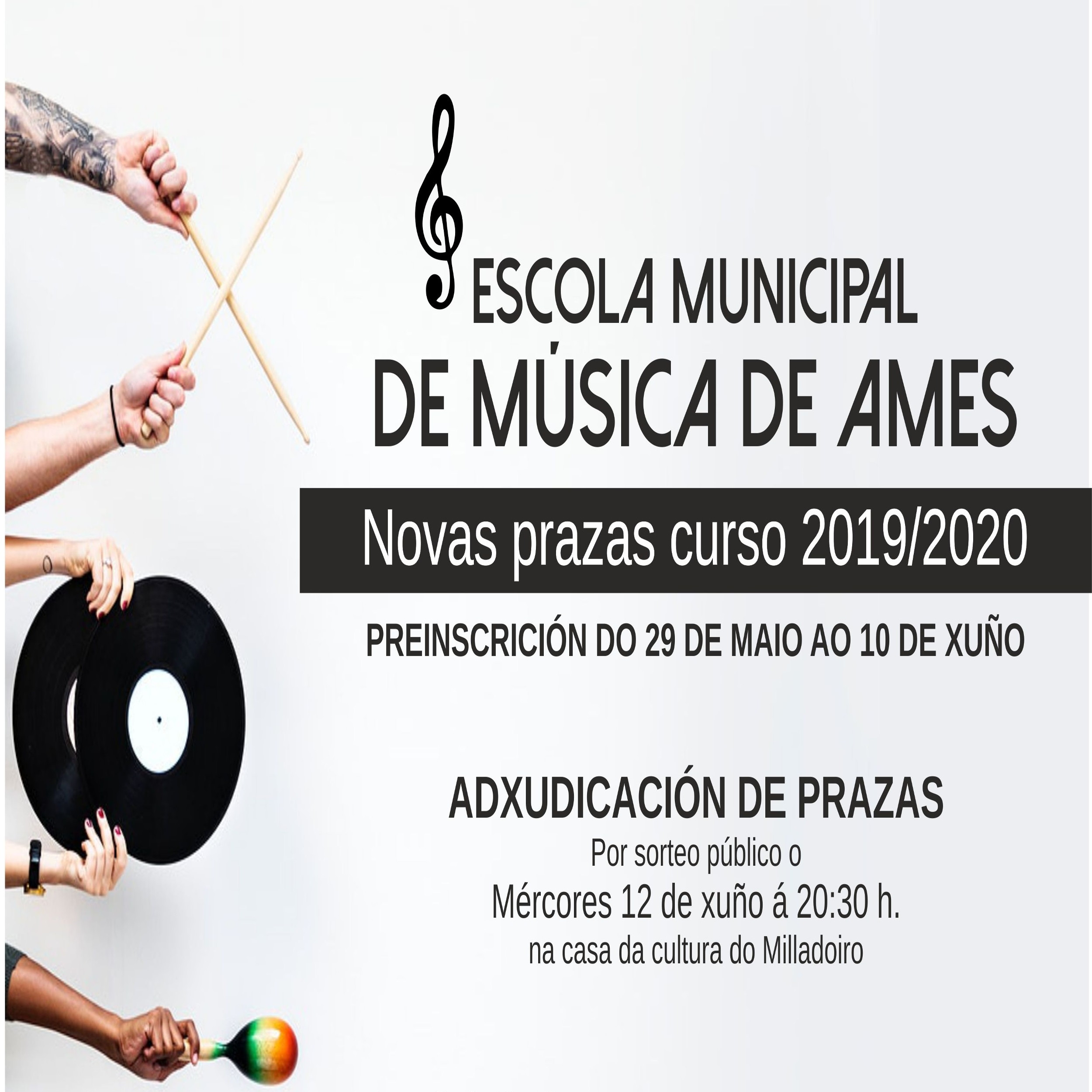 A Escola Municipal de Música de Ames abre o prazo de preinscrición para as novas prazas do curso 2019-2020