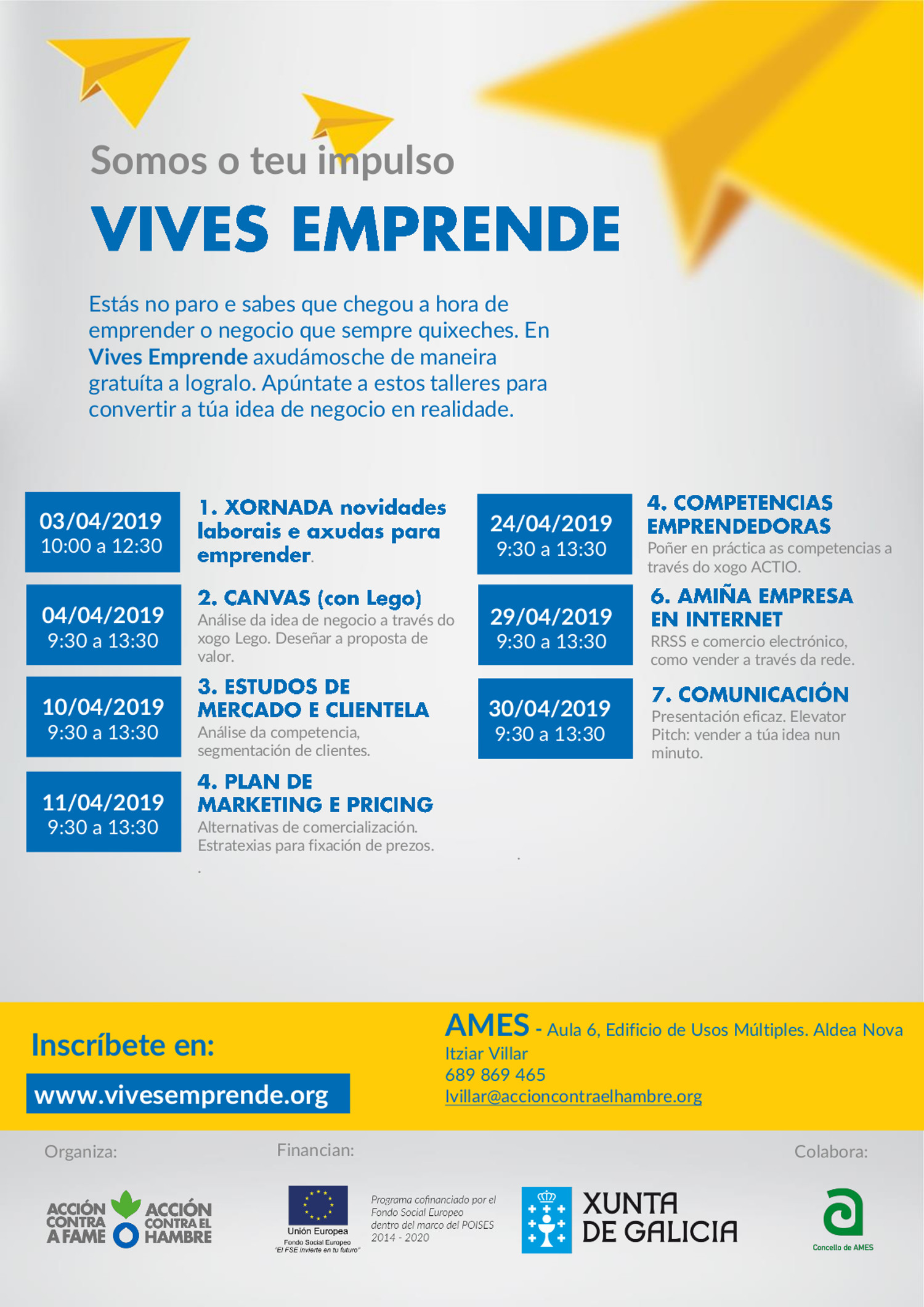 Impártense os últimos obradoiros do primeiro semestre do “Vives Emprende Ames 2019” Impártense os últimos obradoiros do primeiro semestre do “Vives Emprende Ames 2019”