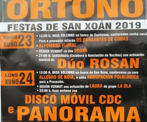 Cartel parcial festas San Xoán de Ortoño Cartel parcial festas San Xoán de Ortoño