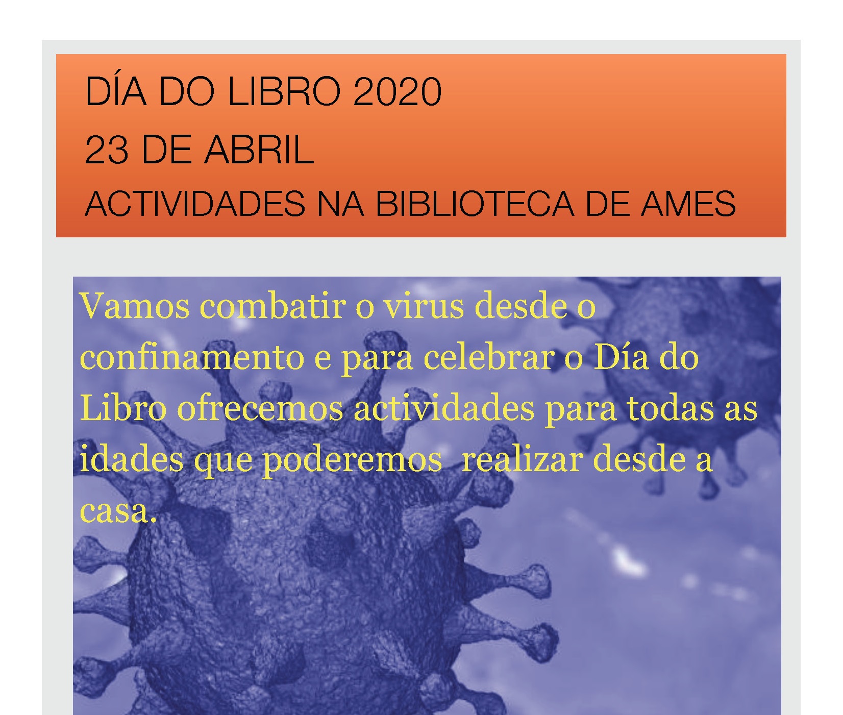 Cartel das actividades que organiza a Biblioteca municipal con motivo do Día do Libro