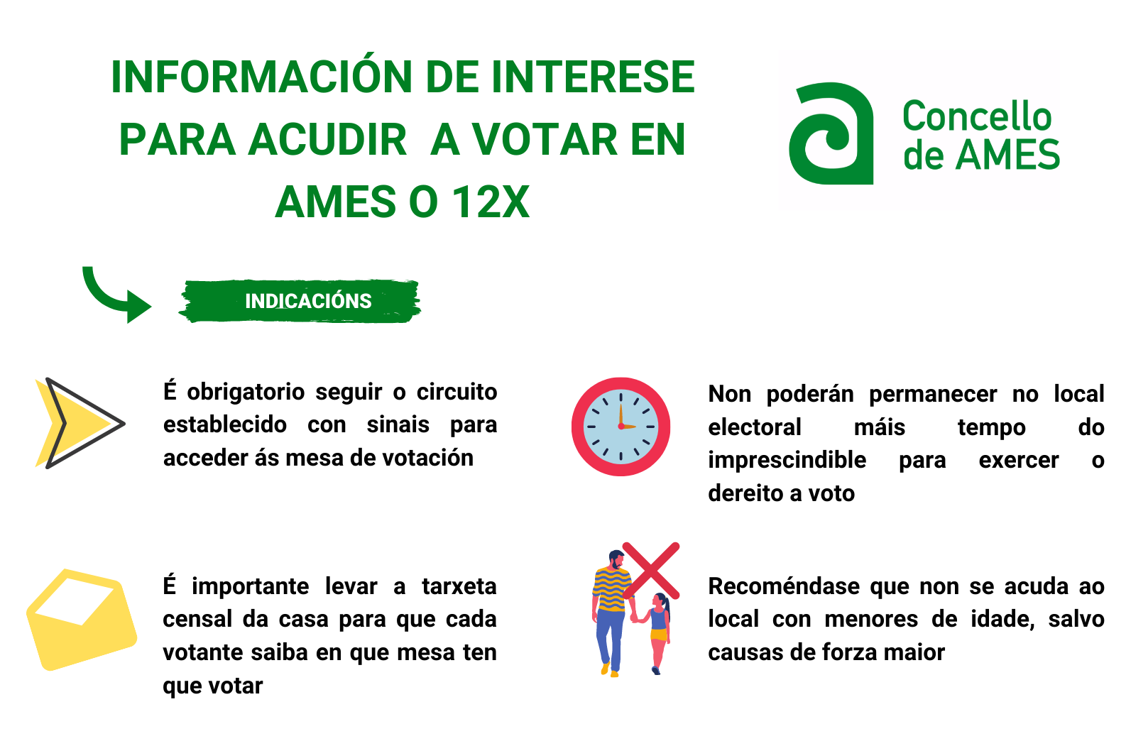 Información de interese para acudir a votar en Ames o 12 de xullo Información de interese para acudir a votar en Ames o 12 de xullo