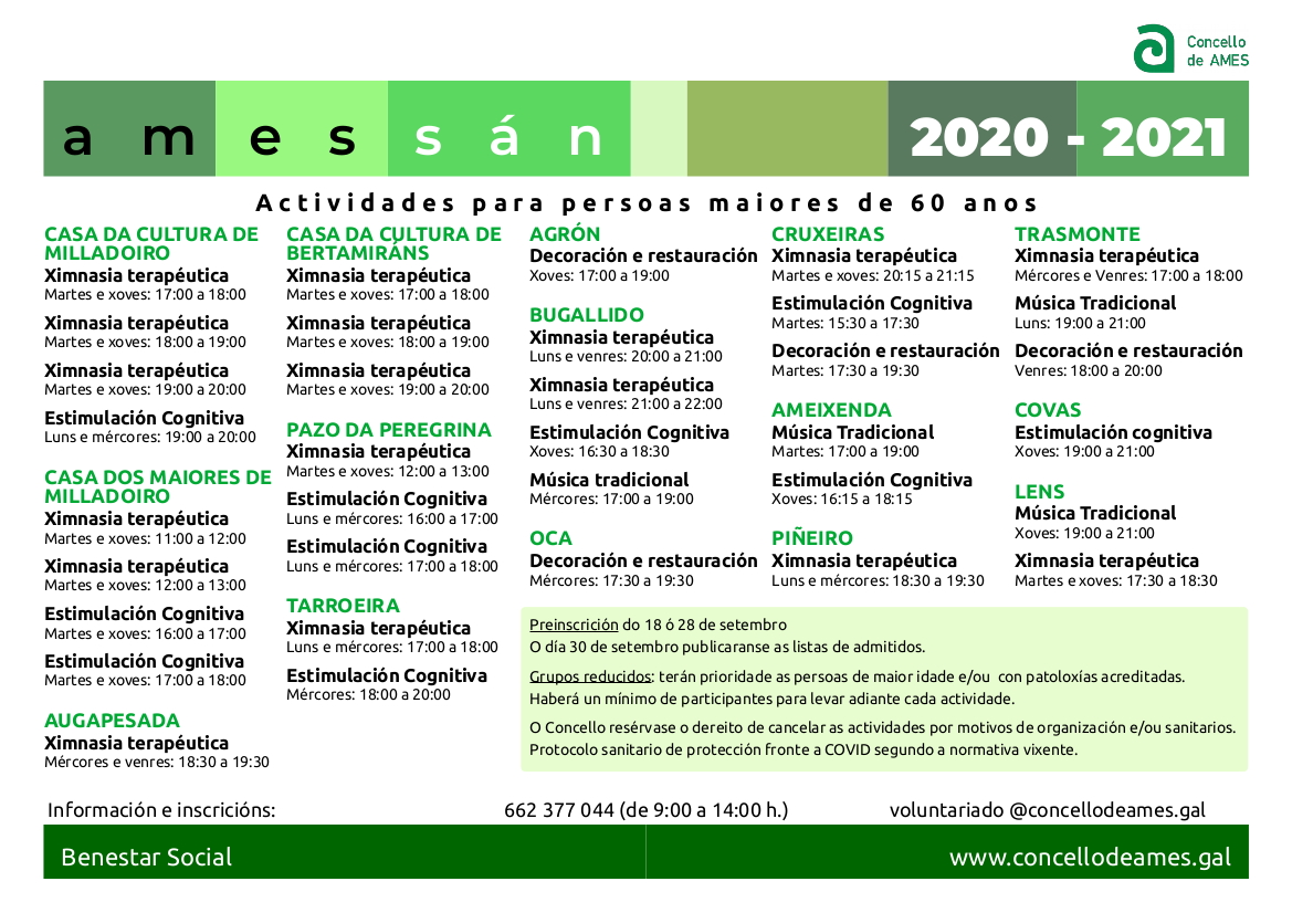 Cartel informativo programa Amessan 2020-2021.