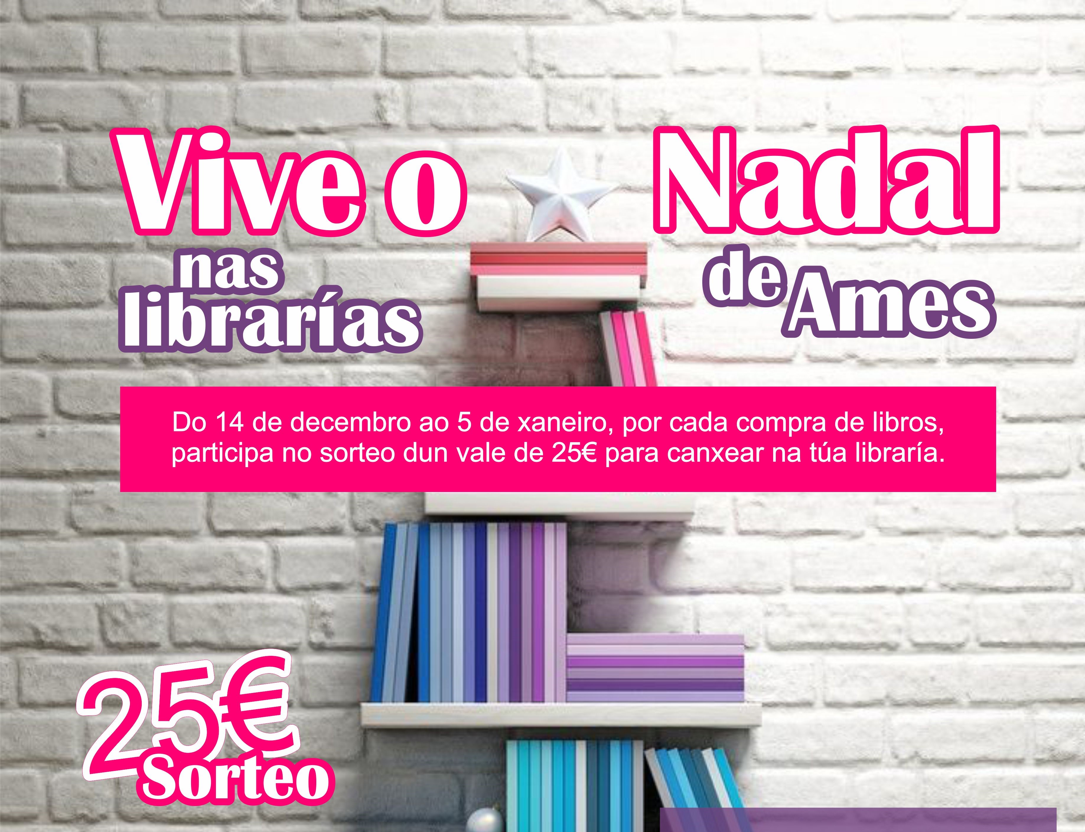 Cartel Vive o Nadal nas Librarías de Ames