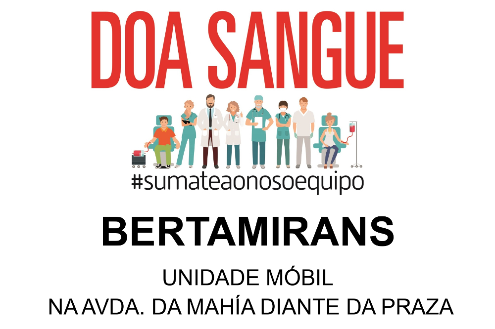 A unidade móbil de doazón de sangue estará este xoves e venres 11 e 12 de novembro en Bertamiráns