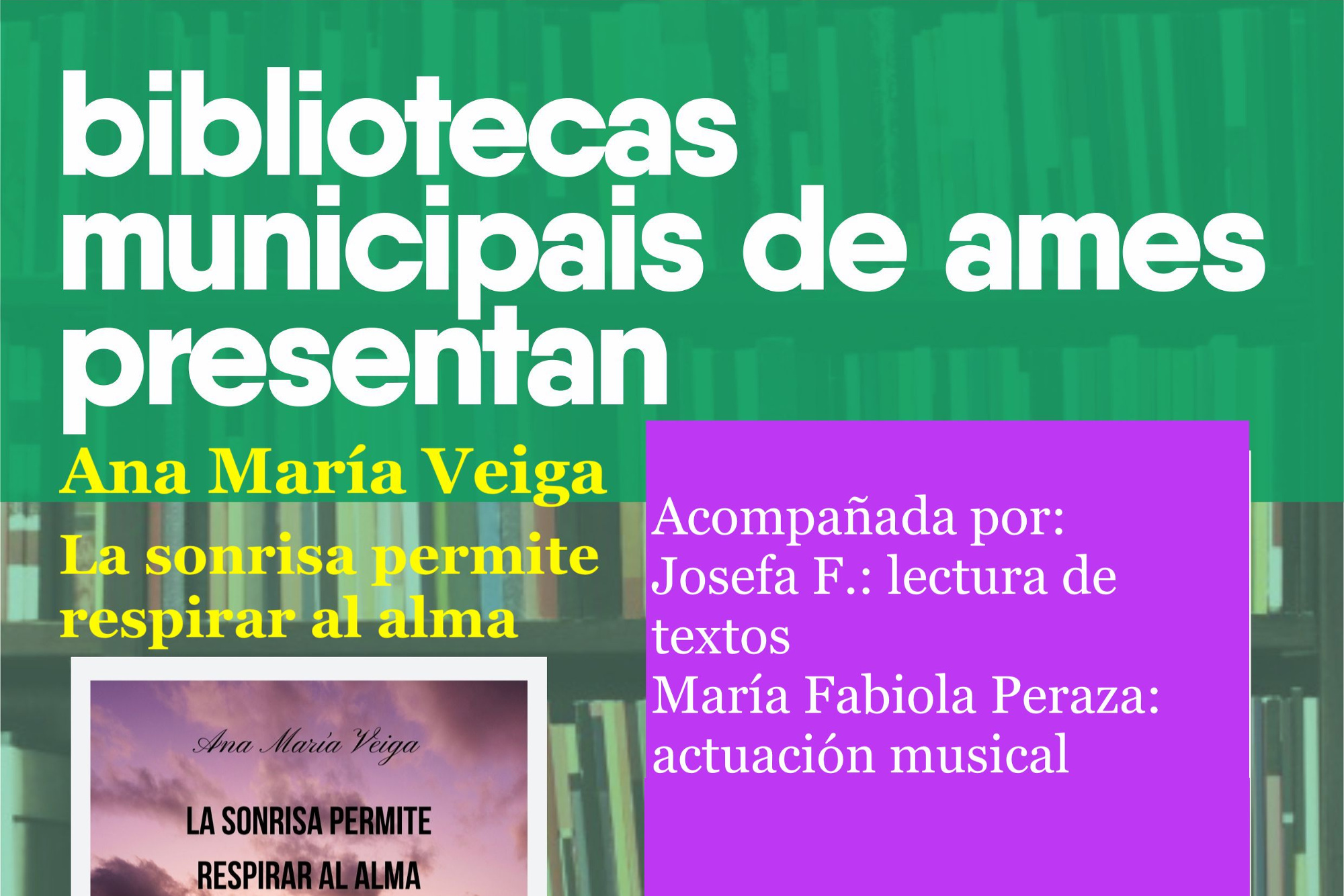 Nova edición dos “Encontros Literarios en Ames” con “La sonrisa permite respirar al alma”, da amesá Ana Veiga