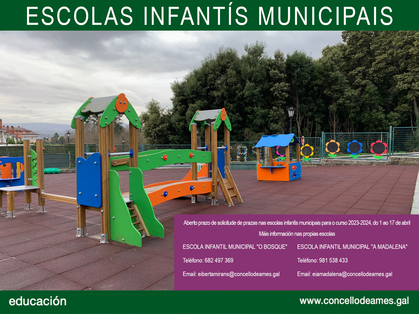 Cartaz da preinscrición nas escolas infantís municipais Cartaz da preinscrición nas escolas infantís municipais