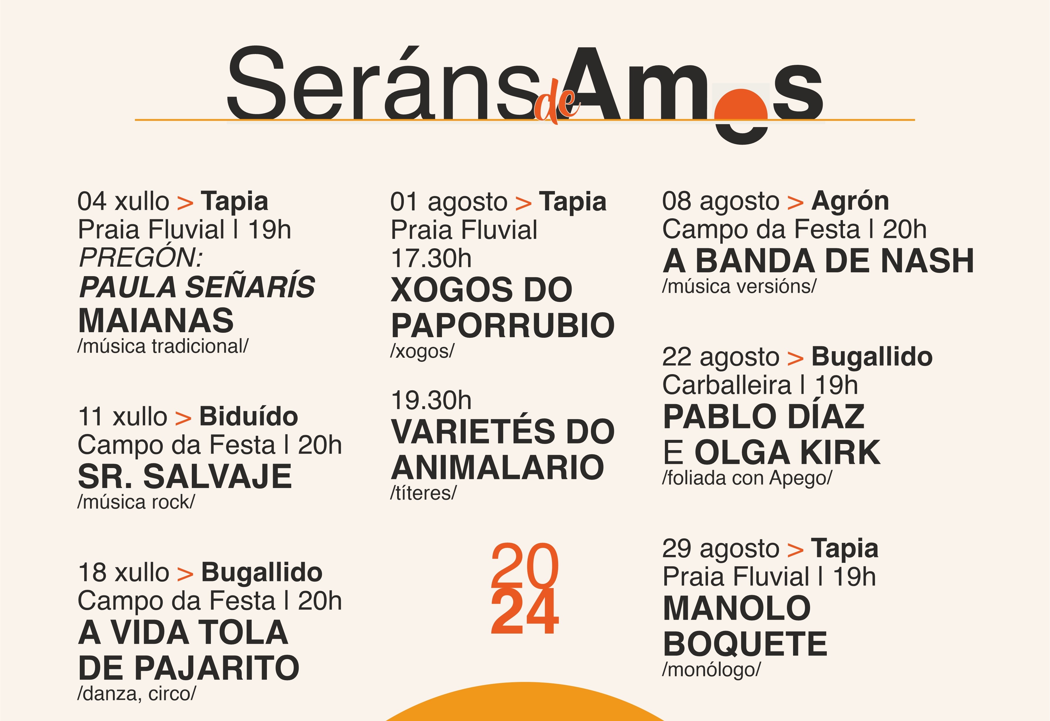 Os “Seráns de Ames” comezan este xoves co grupo As Maianas e o pregón de Paula Señarís Os “Seráns de Ames” comezan este xoves co grupo As Maianas e o pregón de Paula Señarís