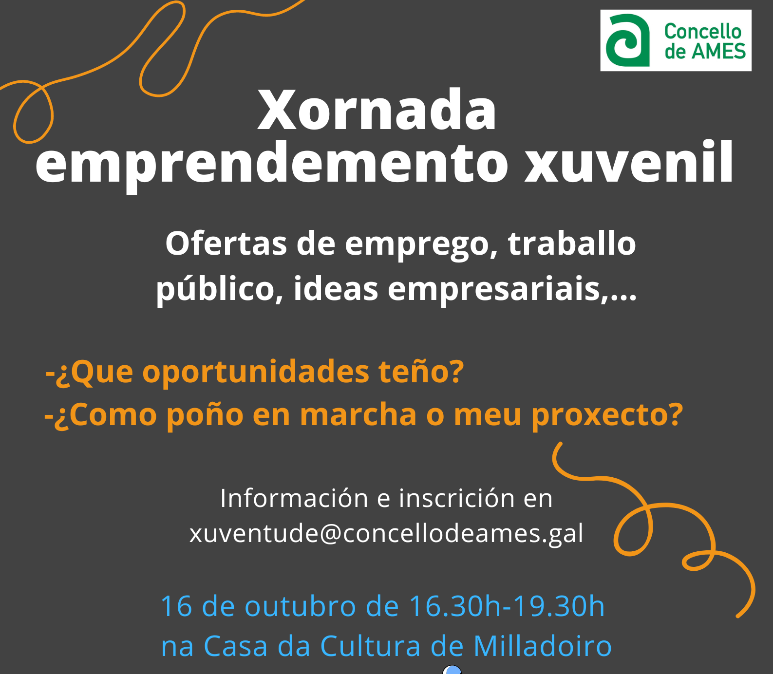 A concellería de Mocidade organiza unha xornada de emprendemento e emprego xuvenil para a mocidade amesá