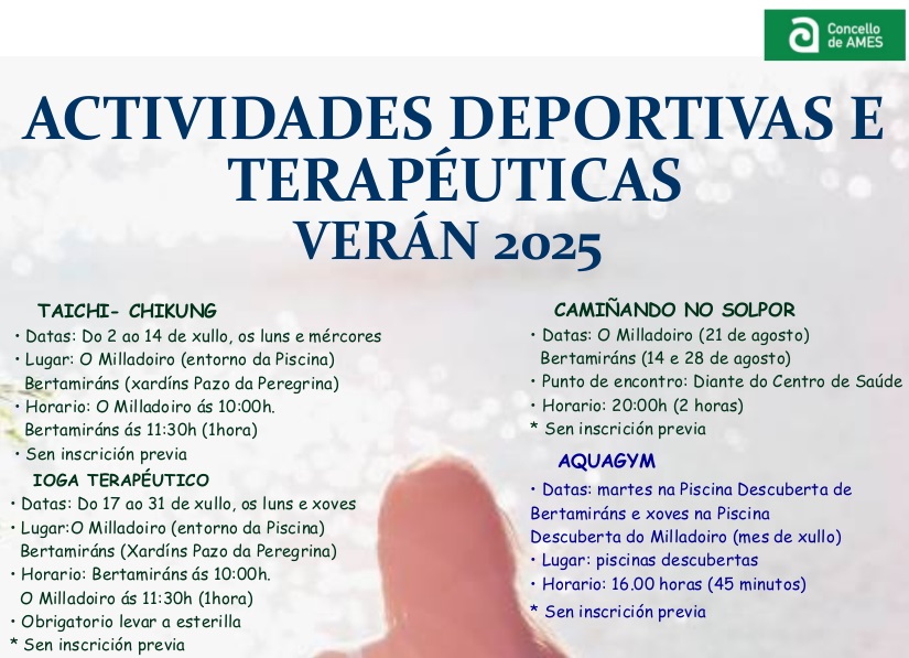 Volven as actividades deportivas e terapéuticas organizadas nas piscinas municipais durante os meses de verán Volven as actividades deportivas e terapéuticas organizadas nas piscinas municipais durante os meses de verán