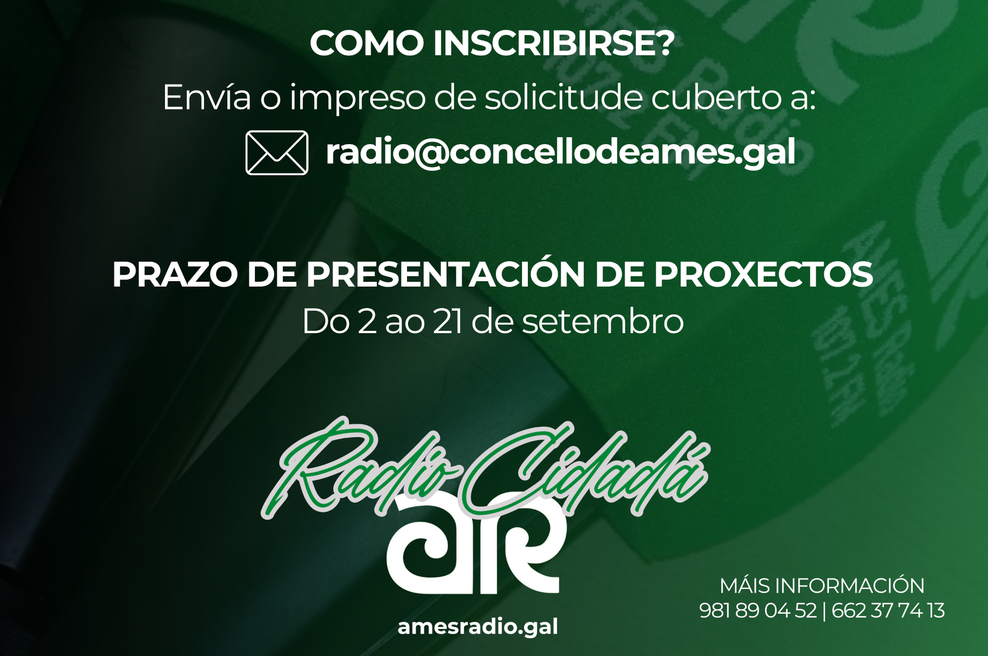 Ames Radio abre unha nova convocatoria de Radio Cidadá para a tempada 2025-2026 Ames Radio abre unha nova convocatoria de Radio Cidadá para a tempada 2025-2026