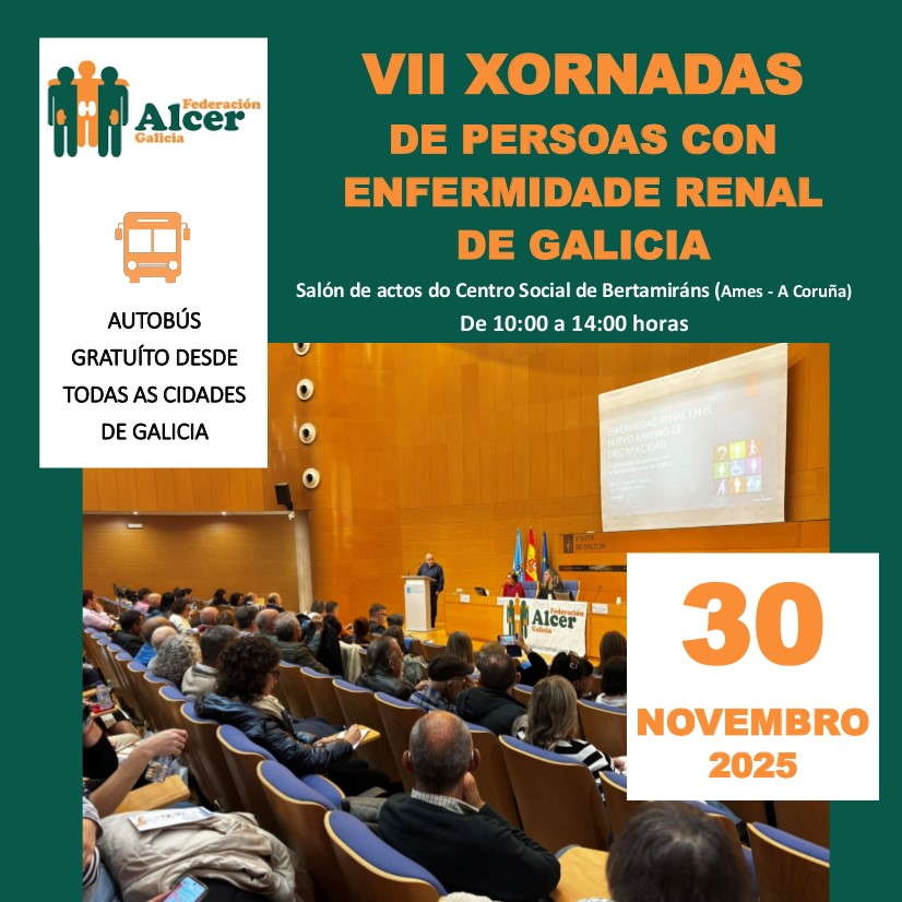 Ames acolle este domingo, 30 de novembro, as VII Xornadas de Persoas con Enfermidade Renal de Galicia Ames acolle este domingo, 30 de novembro, as VII Xornadas de Persoas con Enfermidade Renal de Galicia