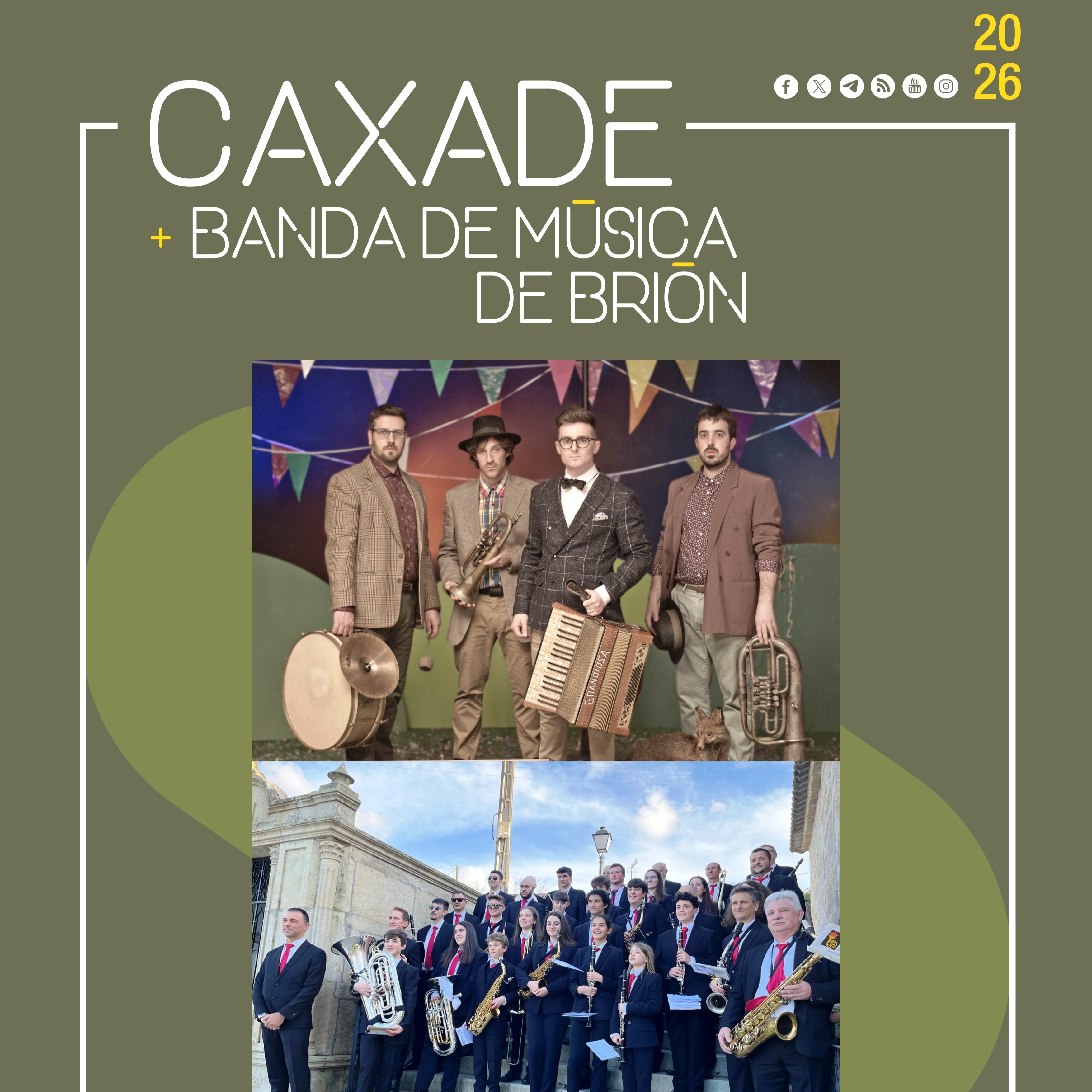 Caxade chega a Bertamiráns acompañado da banda de música de Brión Caxade chega a Bertamiráns acompañado da banda de música de Brión