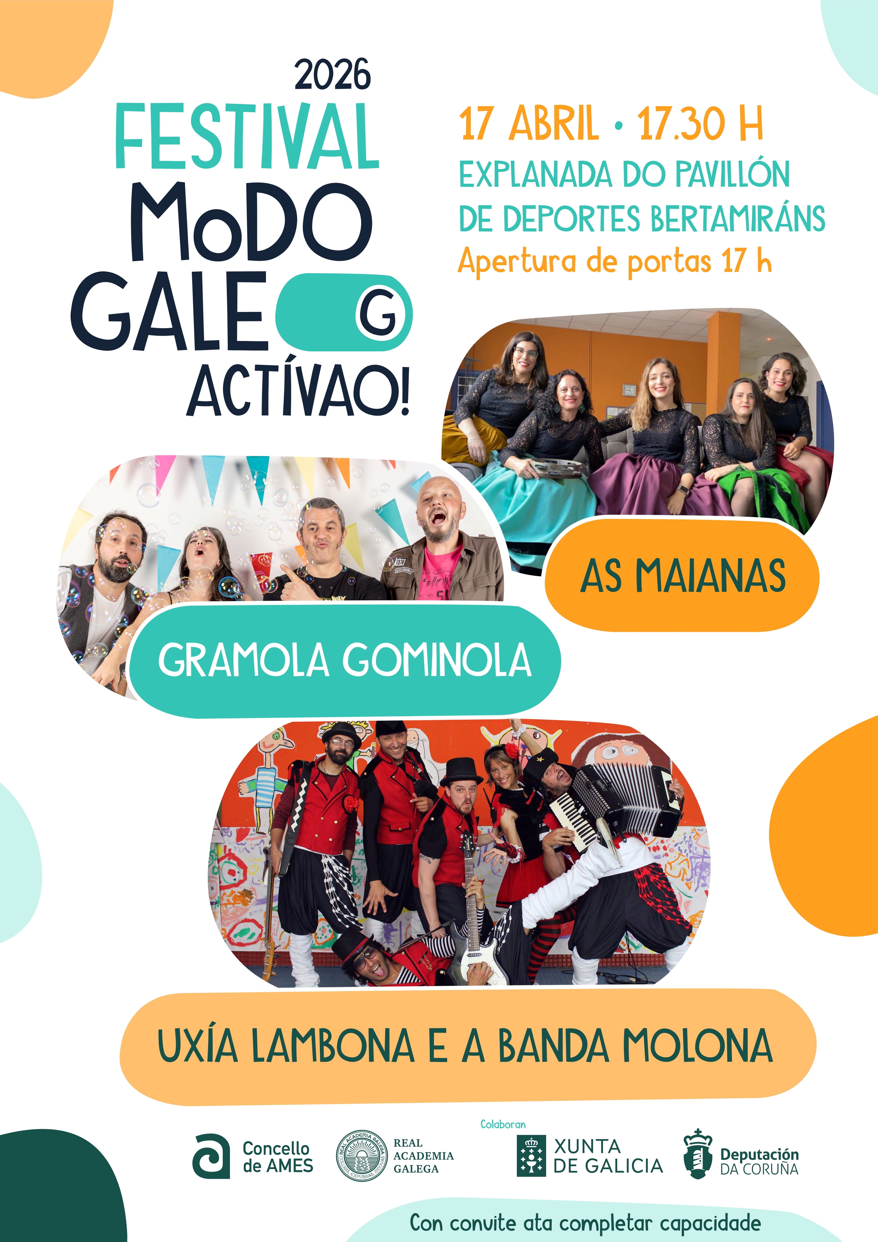 Uxía Lambona e a Banda Molona, A Gramola Gominola e As Maianas protagonizan o festival de música infantil, Modo Galego, actívao! Uxía Lambona e a Banda Molona, A Gramola Gominola e As Maianas protagonizan o festival de música infantil, Modo Galego, actívao!