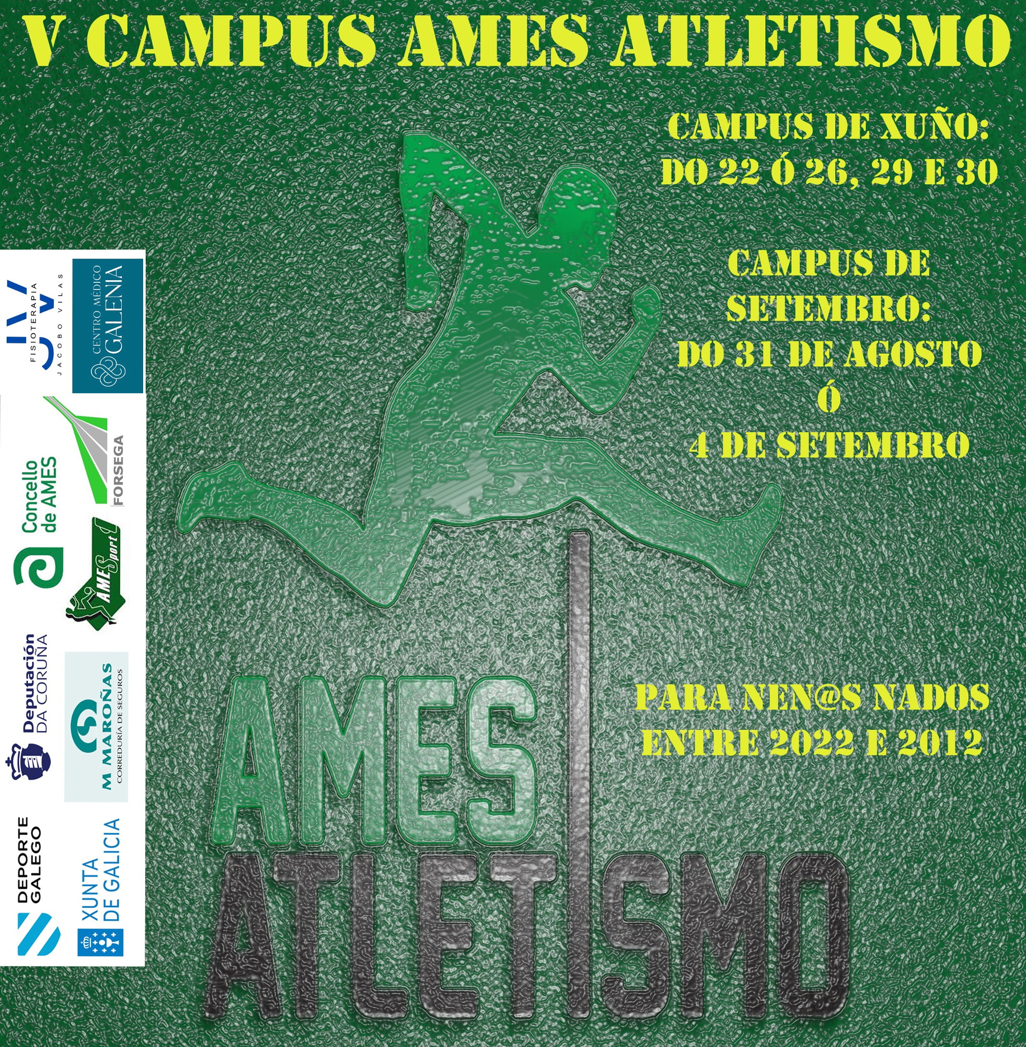 O club Ames Atletismo presenta unha nova edición do seu campus deportivo para os meses de xuño e setembro O club Ames Atletismo presenta unha nova edición do seu campus deportivo para os meses de xuño e setembro