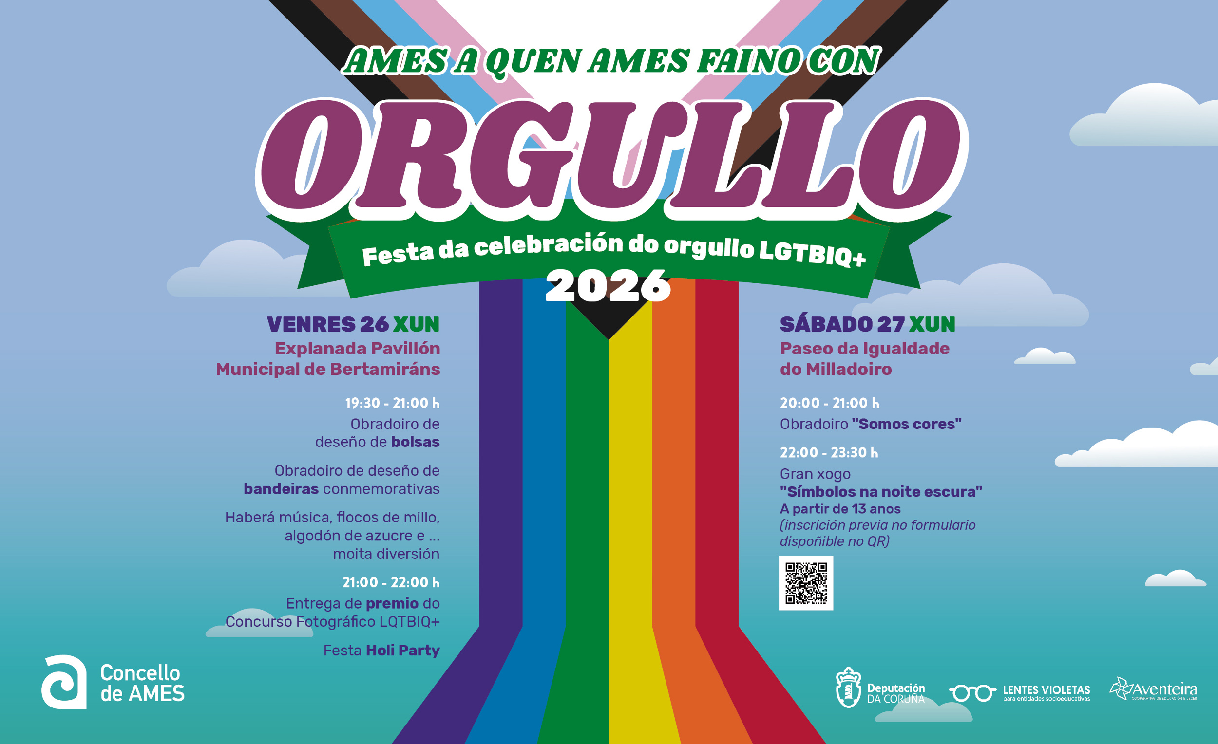 Ames conmemora o Día Internacional do Orgullo LGBTIQ+ cun cartel cheo de actividades durante a fin de semana do 26 e 27 de xuño Ames conmemora o Día Internacional do Orgullo LGBTIQ+ cun cartel cheo de actividades durante a fin de semana do 26 e 27 de xuño
