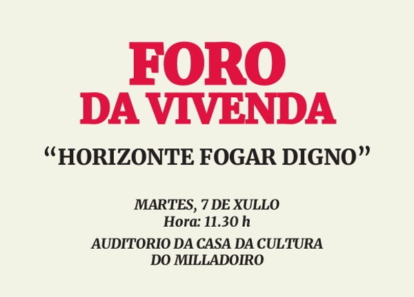 O Milladoiro acolle o martes, 7 de xullo, o foro sobre vivenda “Horizonte fogar digno” O Milladoiro acolle o martes, 7 de xullo, o foro sobre vivenda “Horizonte fogar digno”