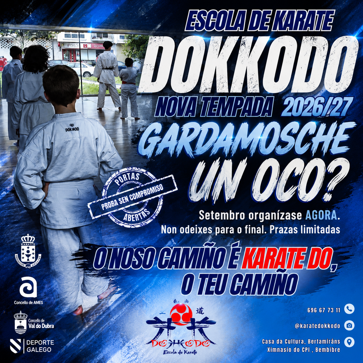 A Escola de Karate Dokkodo oferta xornadas de portas abertas neste inicio da tempada 2026-2027 A Escola de Karate Dokkodo oferta xornadas de portas abertas neste inicio da tempada 2026-2027