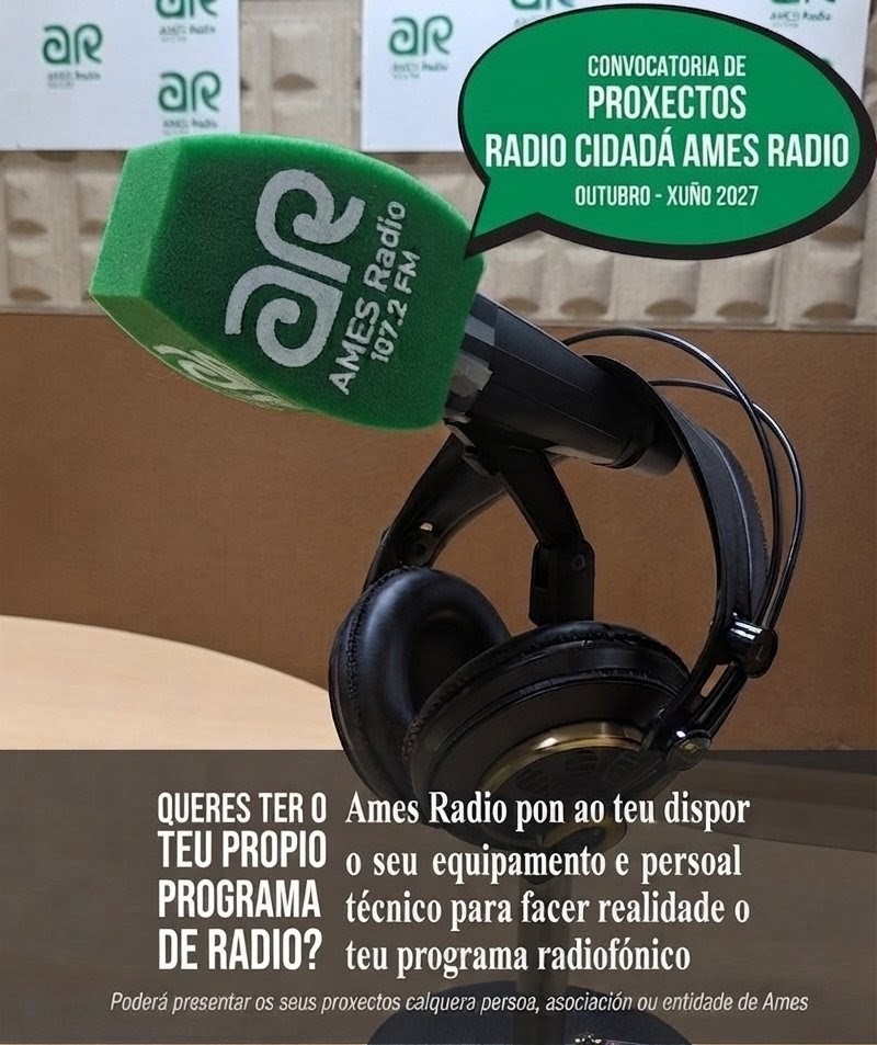 Ames Radio abre unha nova convocatoria de Radio Cidadá para a tempada 2026-2027 Ames Radio abre unha nova convocatoria de Radio Cidadá para a tempada 2026-2027