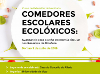 Cartel do curso sobre comedores escolares ecolóxicos da Universidade de Vigo