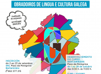 Cartel dos obradoiros de lingua e cultura En galego, co teu acento!