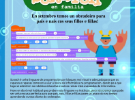 Imaxe do cartel do curso de scratch en familia da Aula CeMIT