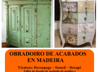 Cartel do obradoiro de acabados en madeira