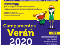Cartel do programa de Campamentos de Verán 2020