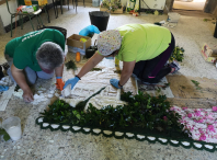A asociación de alfombristas amesá elaborou a súa propia alfombra floral