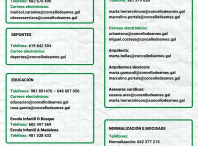 Listaxe de números de teléfono e enderezos de correo electrónico Listaxe de números de teléfono e enderezos de correo electrónico
