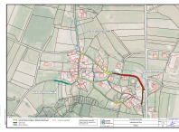 Mapa das obras que se van executar nos camiños do lugar de Rúa, na parroquia de Piñeiro
