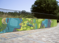 Mural das participantes do Obradoiro de introducción ao muralismo