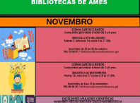 As bibliotecas de Ames continúan en novembro coa súa programación de actividades de animación á lectura para o público infantil