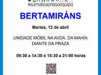 A unidade móbil de doazón de sangue estará este martes 12 de abril en Bertamiráns