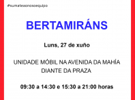 A unidade móbil de doazón de sangue estará este xoves 23 e o luns 27 de xuño en Bertamiráns