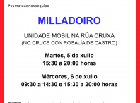 A unidade móbil de doazón de sangue estará este martes 5 e o mércores 6 de xullo no Milladoiro