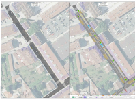 Infografía da fase 2 da obra para a creación dunha améndoa central no núcleo urbano de Bertamiráns