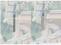 Infografía da fase 3 da obra para a creación dunha améndoa central no núcleo urbano de Bertamiráns