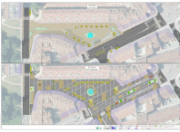 Infografía da fase 1 da obra para a creación dunha améndoa central no núcleo urbano de Bertamiráns