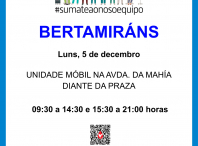 A unidade móbil de doazón de sangue estará este luns 5 de decembro en Bertamiráns e o mércores 7 no Milladoiro