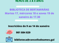 Abertas as inscricións para participar nos contacontos de xaneiro da biblioteca de Bertamiráns