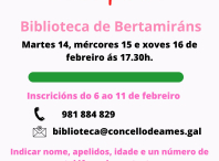 Abre o prazo de inscricións para participar nos contacontos de febreiro da biblioteca de Bertamiráns