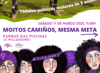 Apúntate á carreira feminista “Moitos camiños, mesma meta”, que se celebrará o vindeiro sábado 11 de marzo
