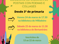 Cartaz do obradoiro de creación de postais das bibliotecas