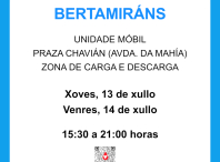 Cartaz da unidade móbil de doazón en Bertamiráns