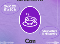 Cartel do podcast "Quedamos para un café"