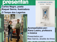 Cartaz da presentación do libro “O tempo dos lagartos”