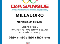 A unidade móbil de doazón de sangue estará o 24 de xullo no Milladoiro