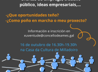 A concellería de Mocidade organiza unha xornada de emprendemento e emprego xuvenil para a mocidade amesá