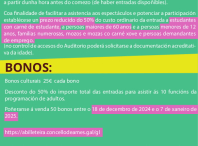 Xa se poden adquirir na Billeteira electrónica os bonos culturais da programación de artes escénicas do primeiro semestre de 2025